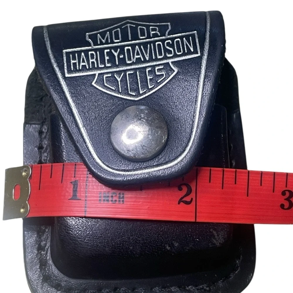 Harley-Davidson Black Leather Zippo lighter case with Silver Snap